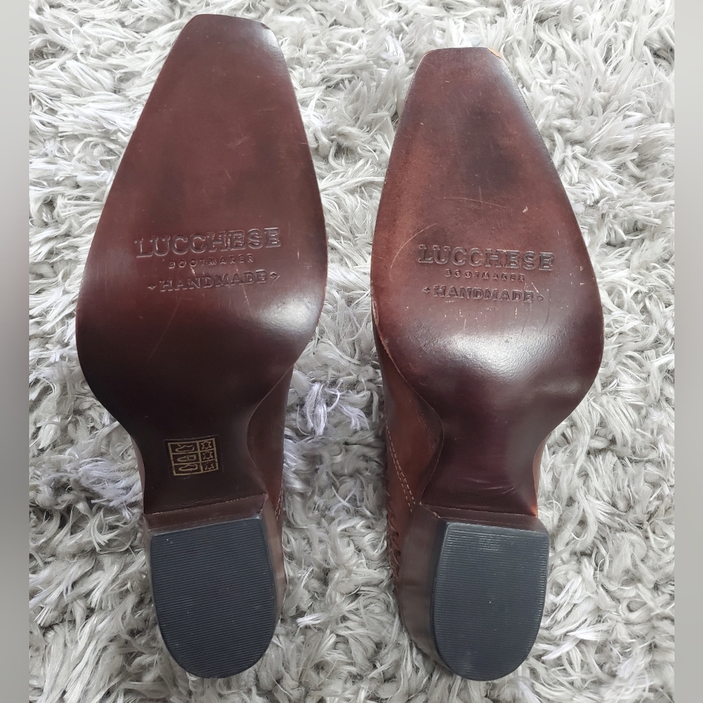 Lucchese Bootmaker Brown Cowhide Leather Kim Western Mule Size 6 - Picture 7 of 8